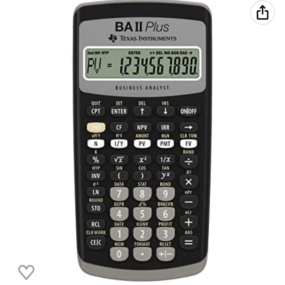 COPY - Texas Instruments BA II Plus Financial Calculator, Black